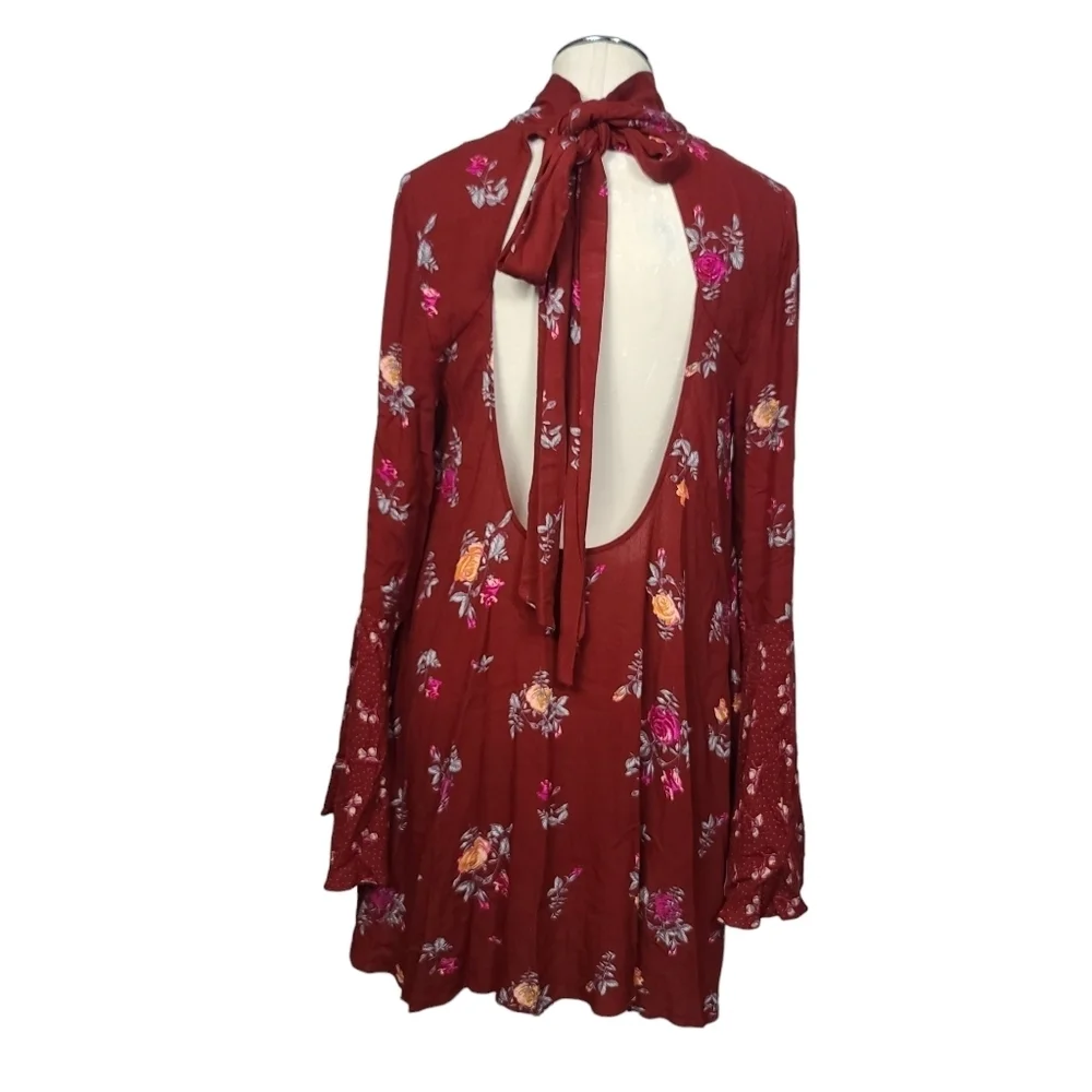 NWT Free People Vintage Combo Floral Mock Neck Long Sleeve Mini Dress S